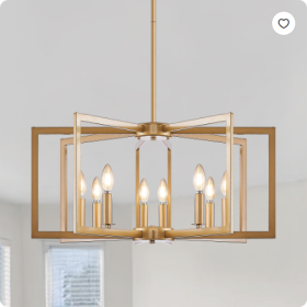 27Modern Golden Geometric 8Light Chandelier Industrial Metal Pendant Light Fixture For Living Room, Dining Room, Or Kitchen Bulb Not Included (Option: Gold-6LightGold)