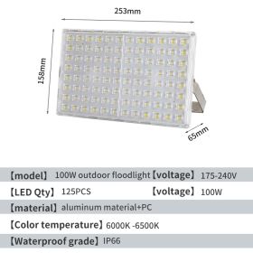 LED Floodlights, Outdoor Waterproof Industrial Workshops, Factory Buildings, Outdoor Lighting, Courtyards, Exploratory Streetlights, Ultra Bright (Option: 100W)